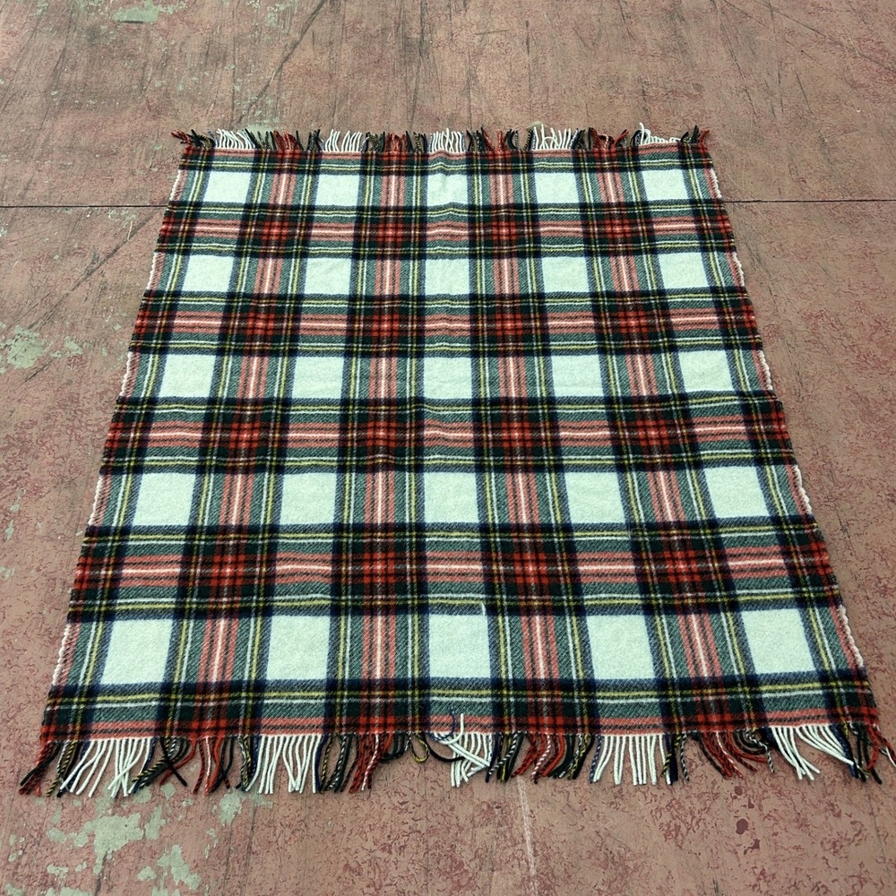 Foxford Connemara Rug Throw Blanket OS Red Plaid Pure New Wool Made in Ireland
